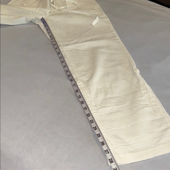 Lady Hathaway Pants Women's Wide Leg Cream Draw String Rolled Up Capris Sz 8x30 - Picture 9 of 12
